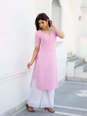 Pink chikankari suit set