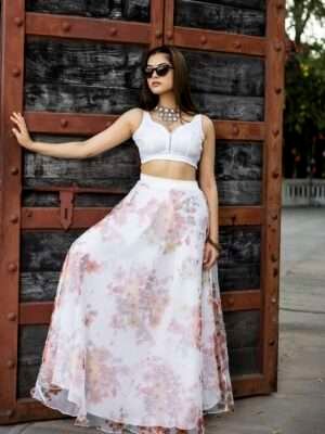 white Gulshan lehenga set