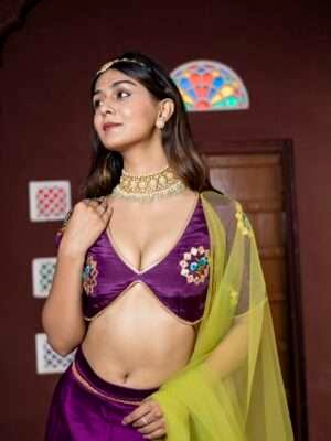 purple & green lehenga set