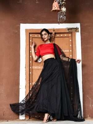 Red & Black lehenga  set