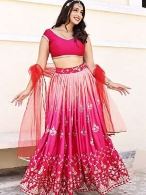 ombre chinnon lehenga set