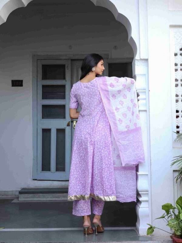 Cotton Lavender Flare Suit Set