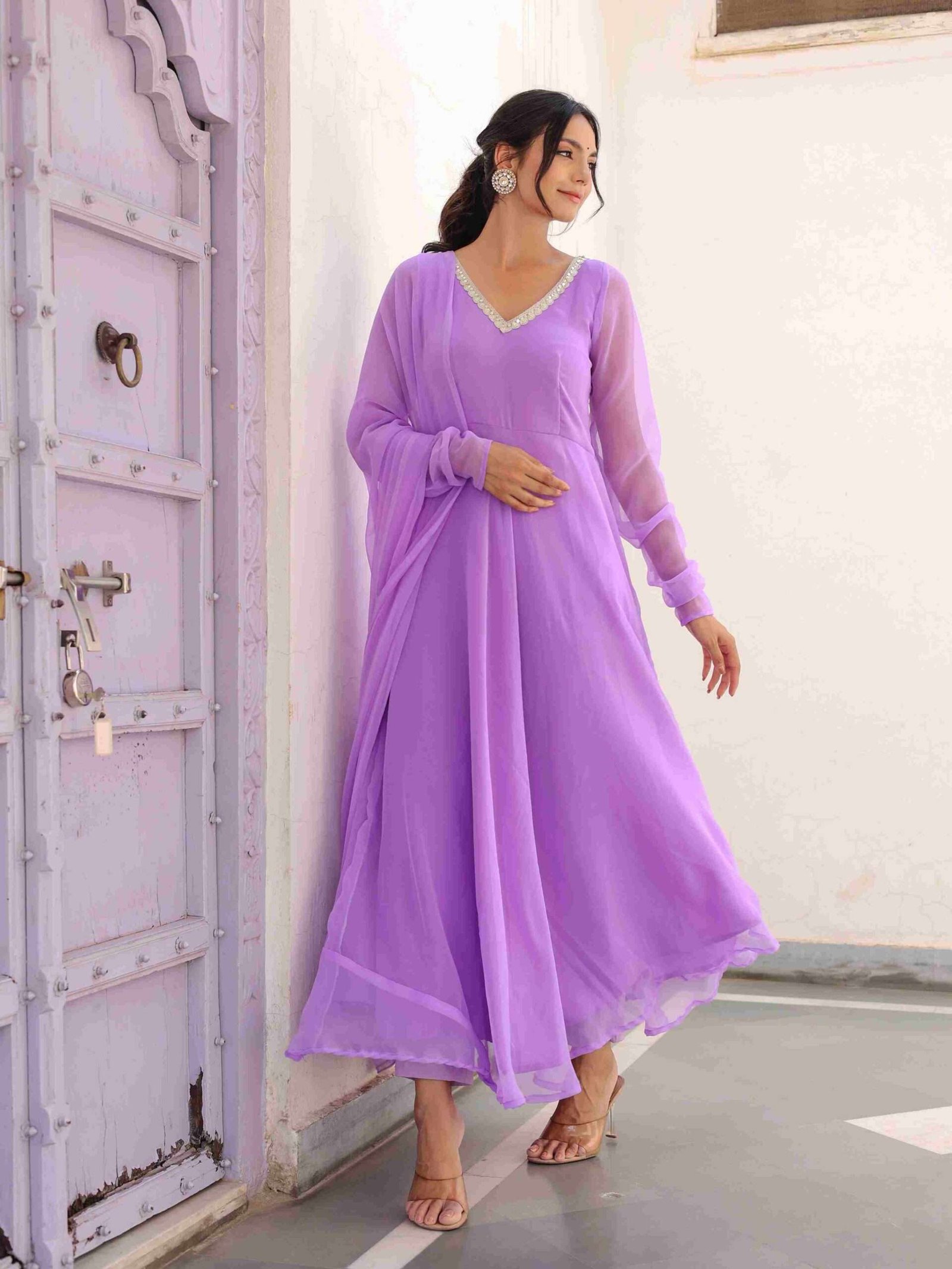 Georgette Lavender Suit Set