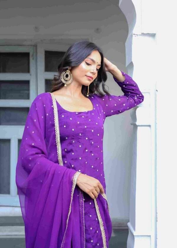 Silk Purple Churidar Suit Set