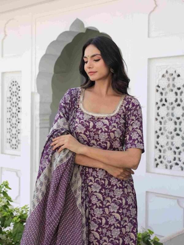 Cotton Wine Sharara Suit Set