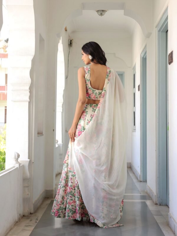 White Floral Cotton Lehenga Set