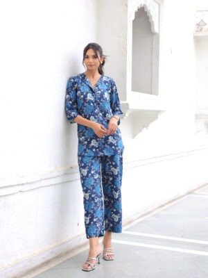 blue floral cotton co-ords set