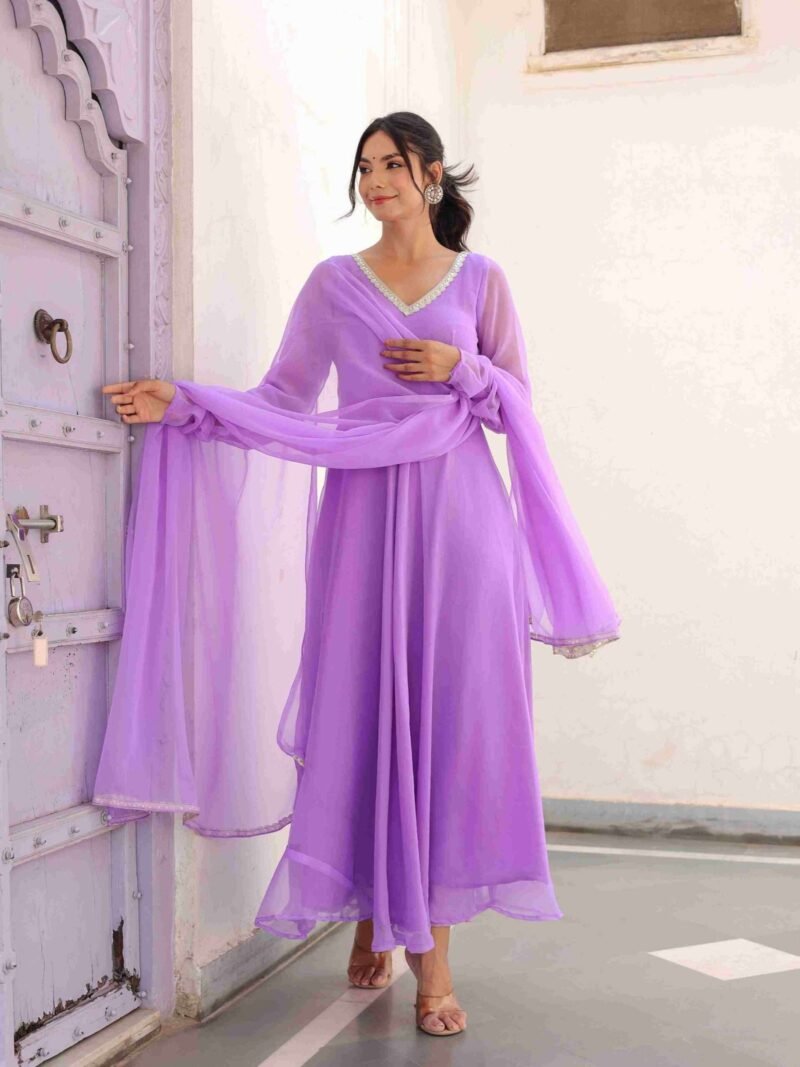 Georgette Lavender Suit Set - Image 3