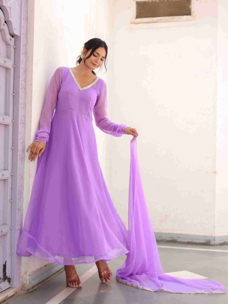 Georgette Lavender Suit Set - Image 5