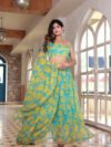 chiffon yellow blue lehenga set