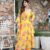 yellow chiffon print suit set