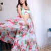 chiffon printed blue lehenga set