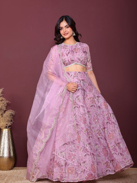 Home 16 Organza embroidered lehenga set