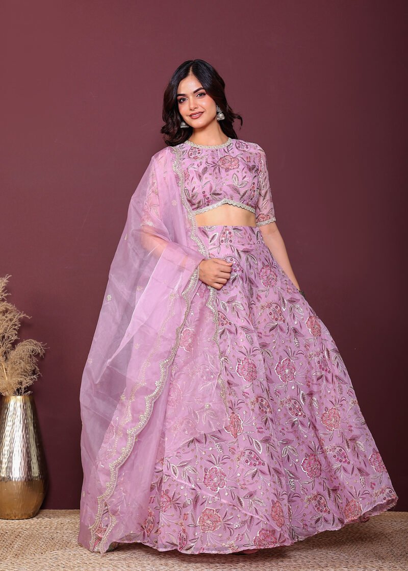 Organza embroidered lehenga set
