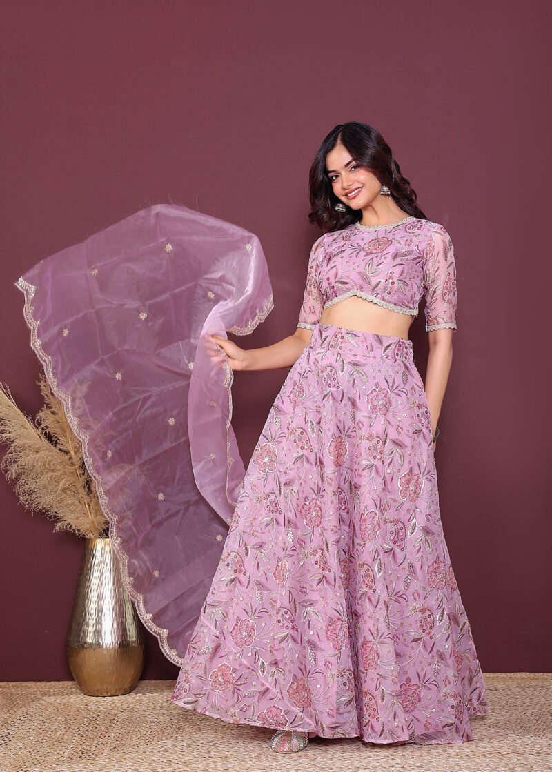 Organza embroidered lehenga set