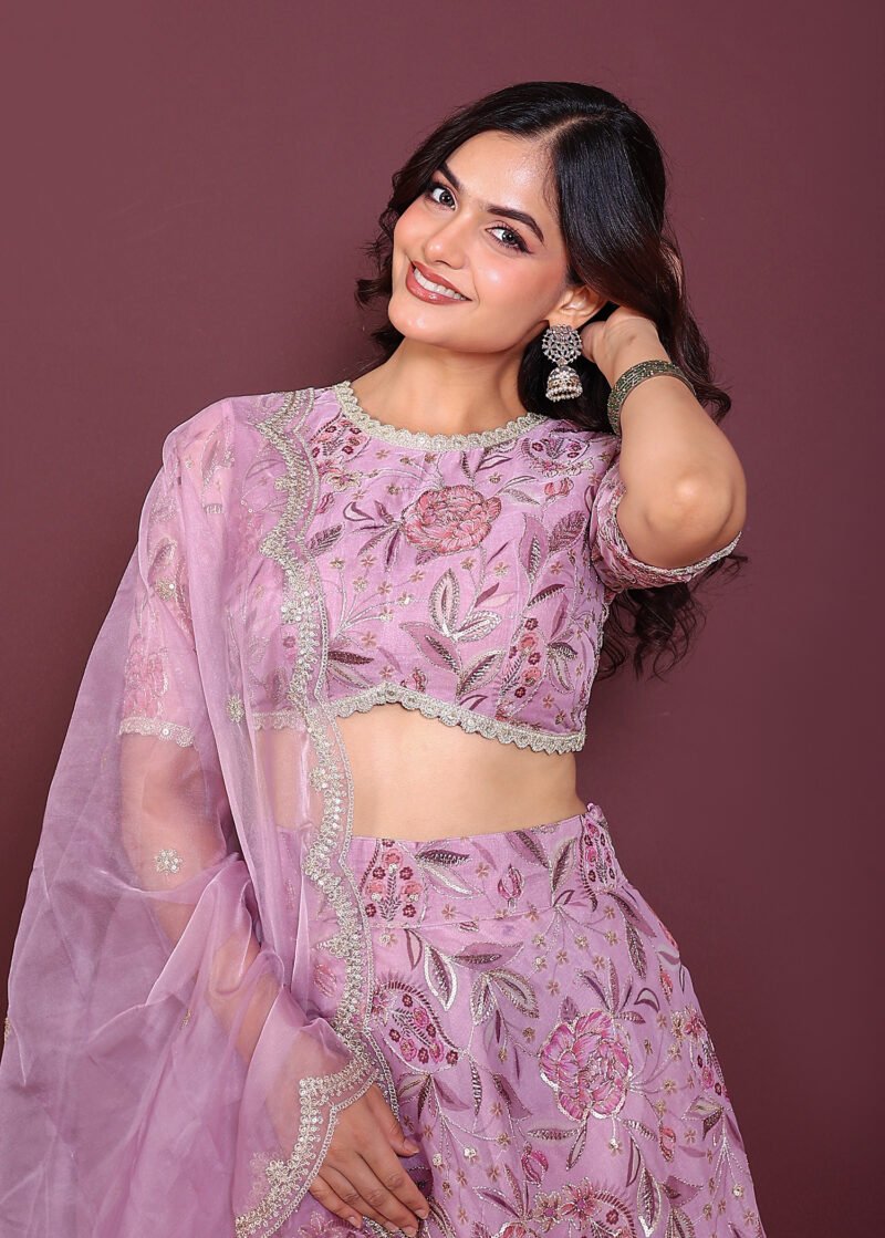 Organza embroidered lehenga set