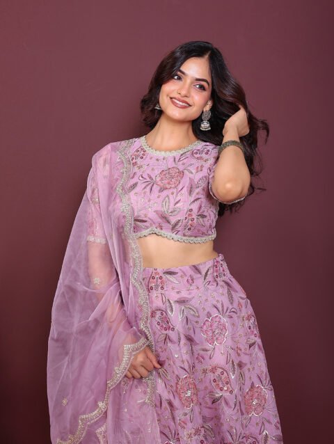 Home 17 Organza embroidered lehenga set