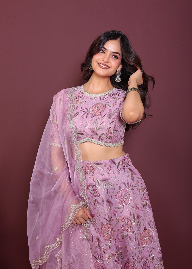 Organza embroidered lehenga set