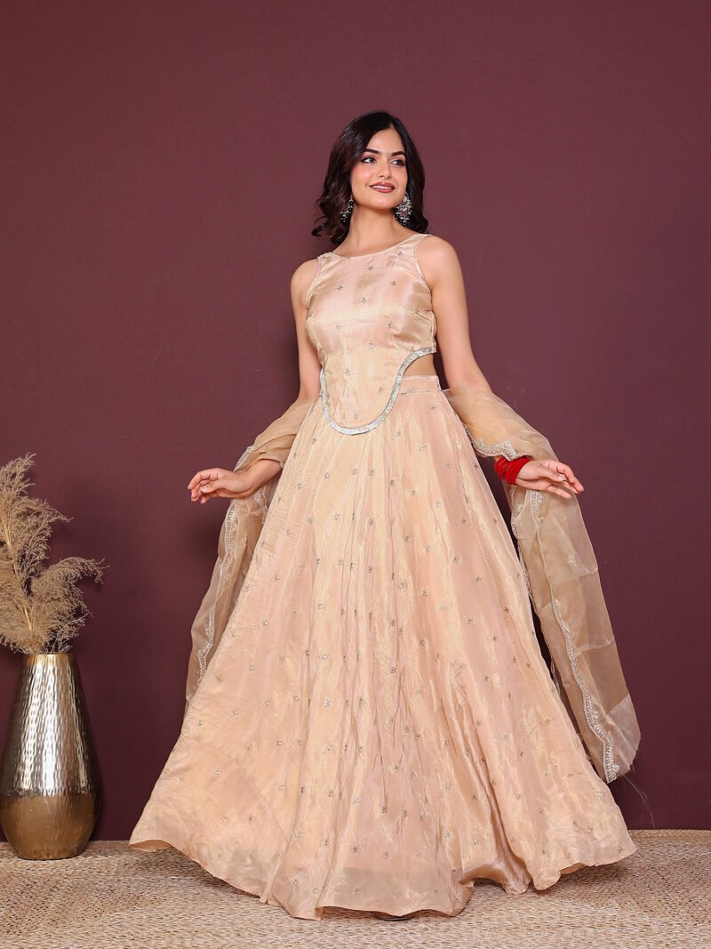 Beige embroidered lehenga set