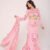 Pink satin hand paint lehenga set