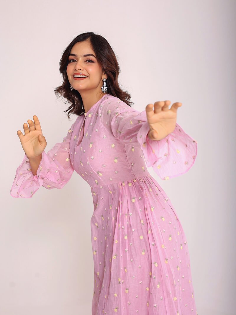Pink mulmul suit set