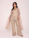 Beige net suit set
