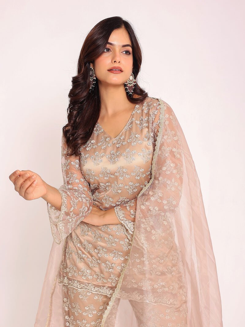 Beige net suit set