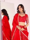 Red brocade lehenga set
