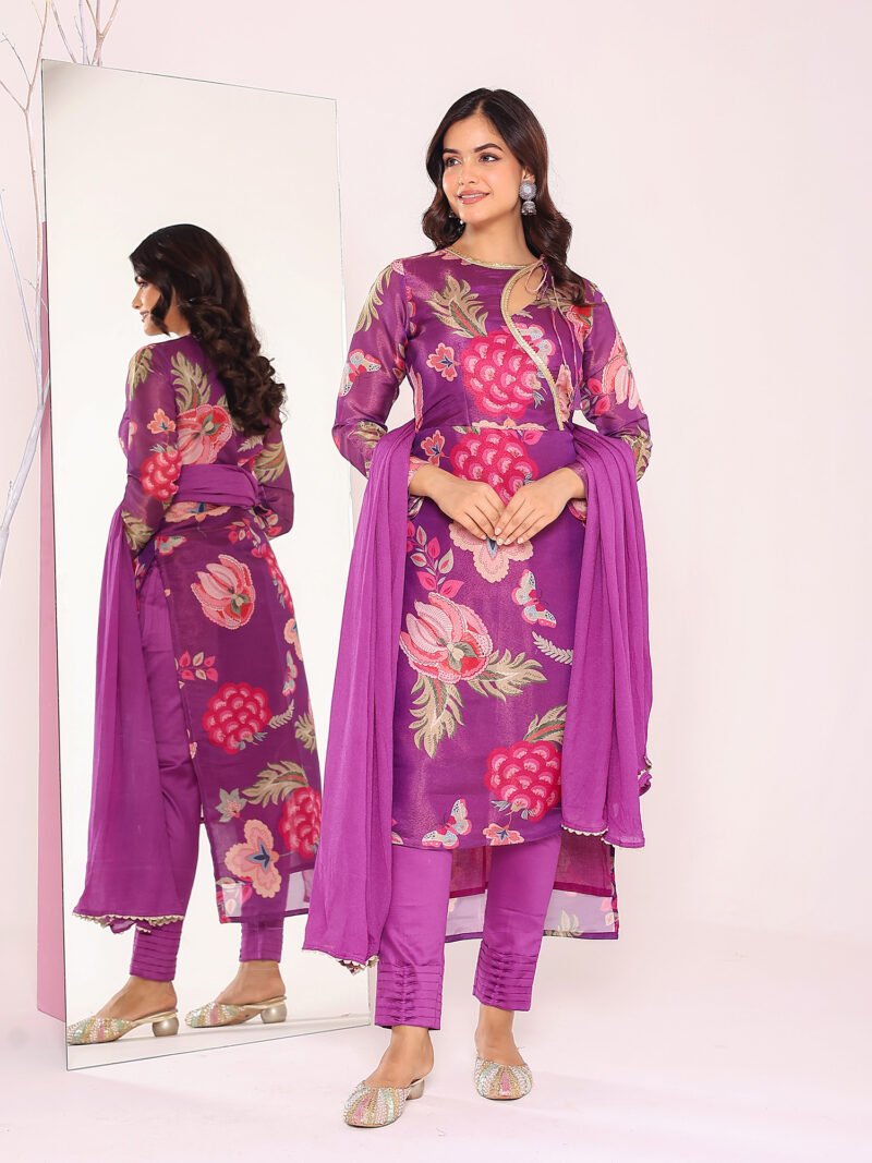 Purple print suit set