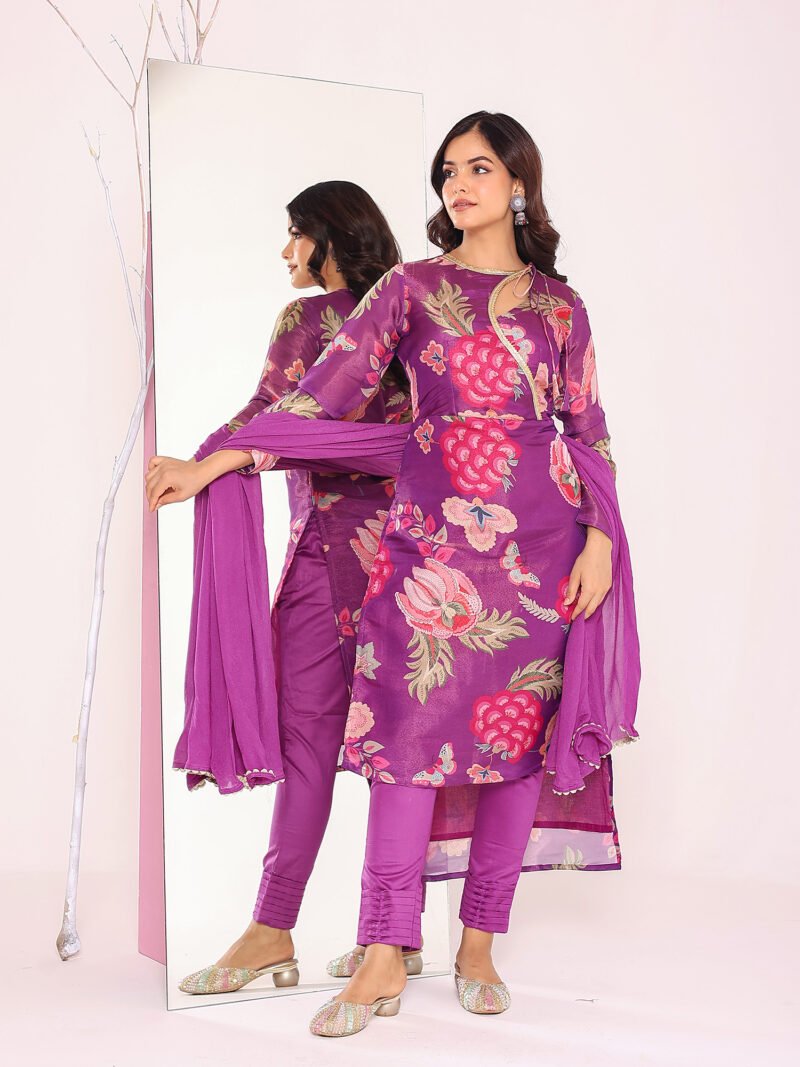 Purple print suit set