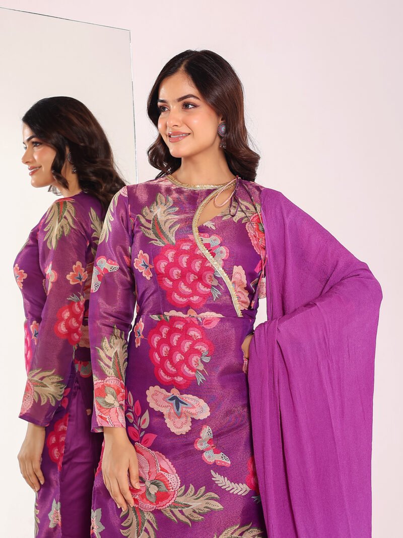 Purple print suit set
