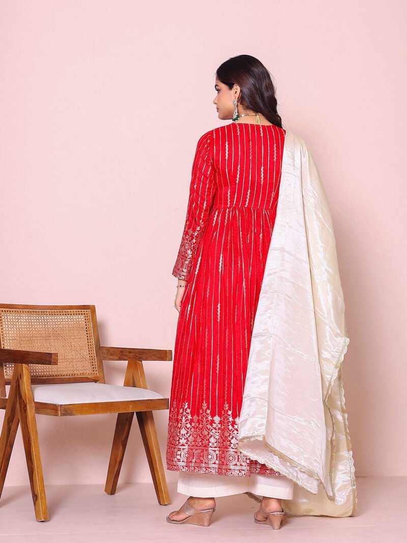 Red Brocade Suit Set