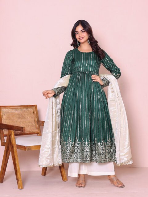 Green brocade suit set