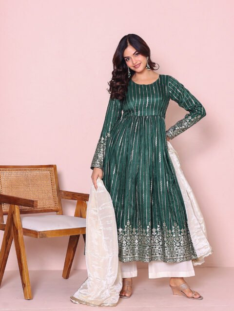 Green brocade suit set