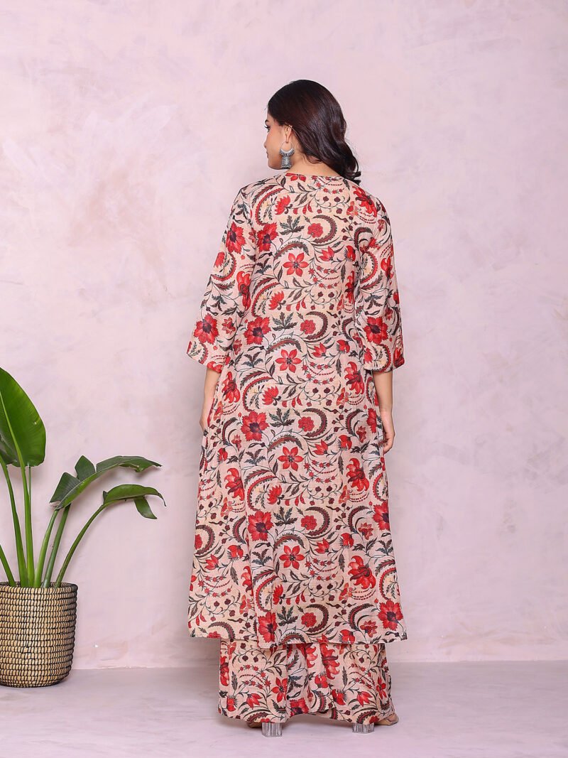 Beige Print Suit Set