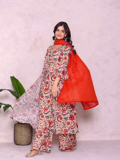 Home 34 Beige Print Suit Set