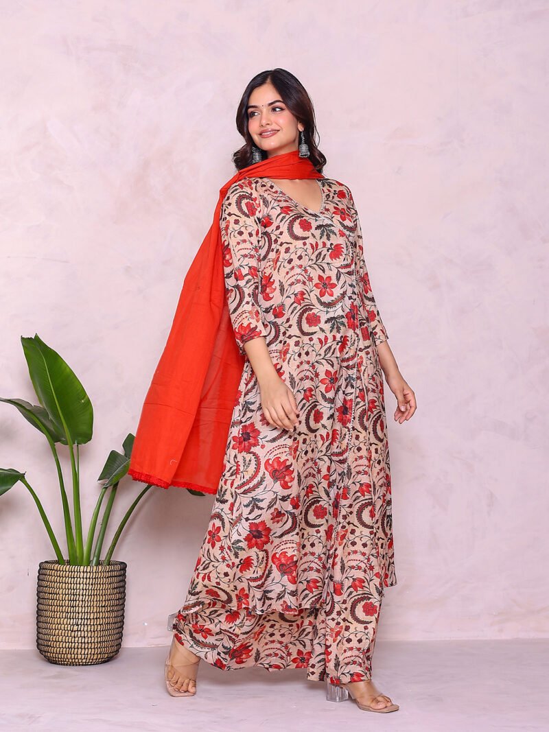 Beige Print Suit Set